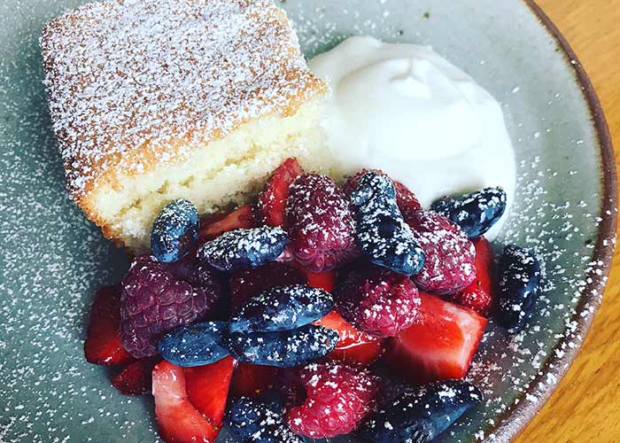 Hot Milk Sponge with Fresh Berries and Cream